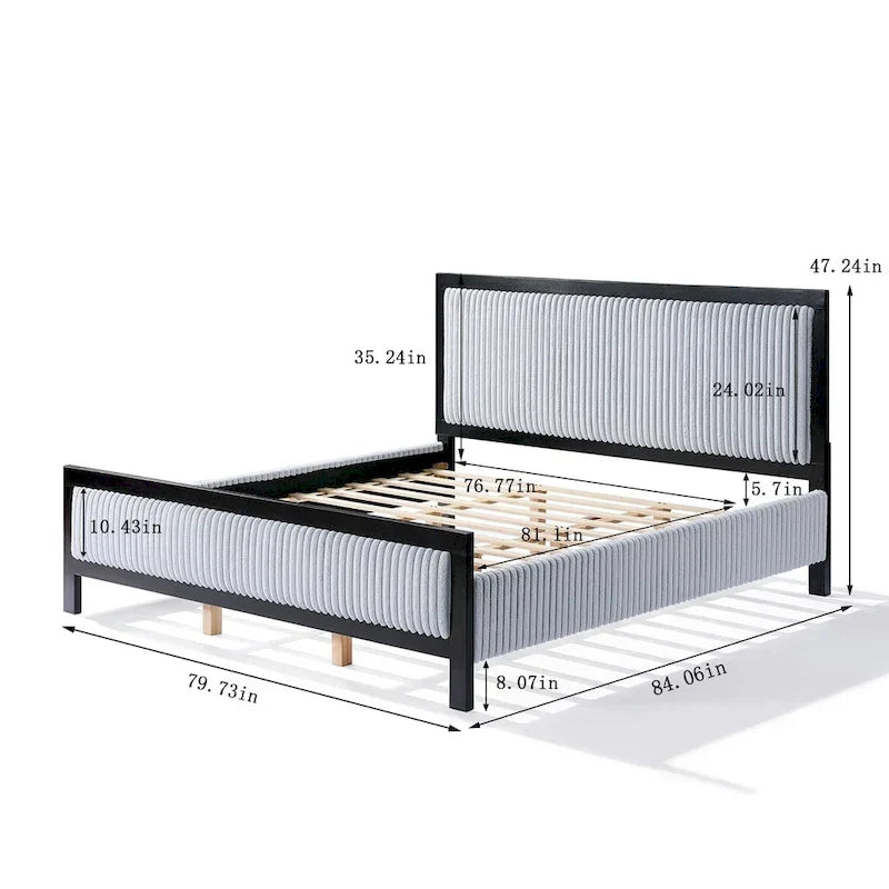 Christopher Knight Home Upholstered Platform Bed with Soft Headboard - King/Queen Size 4