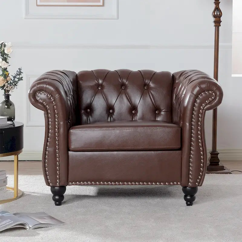 Christopher Knight Home - Winston Faux Leather Chesterfield Club Chair 37