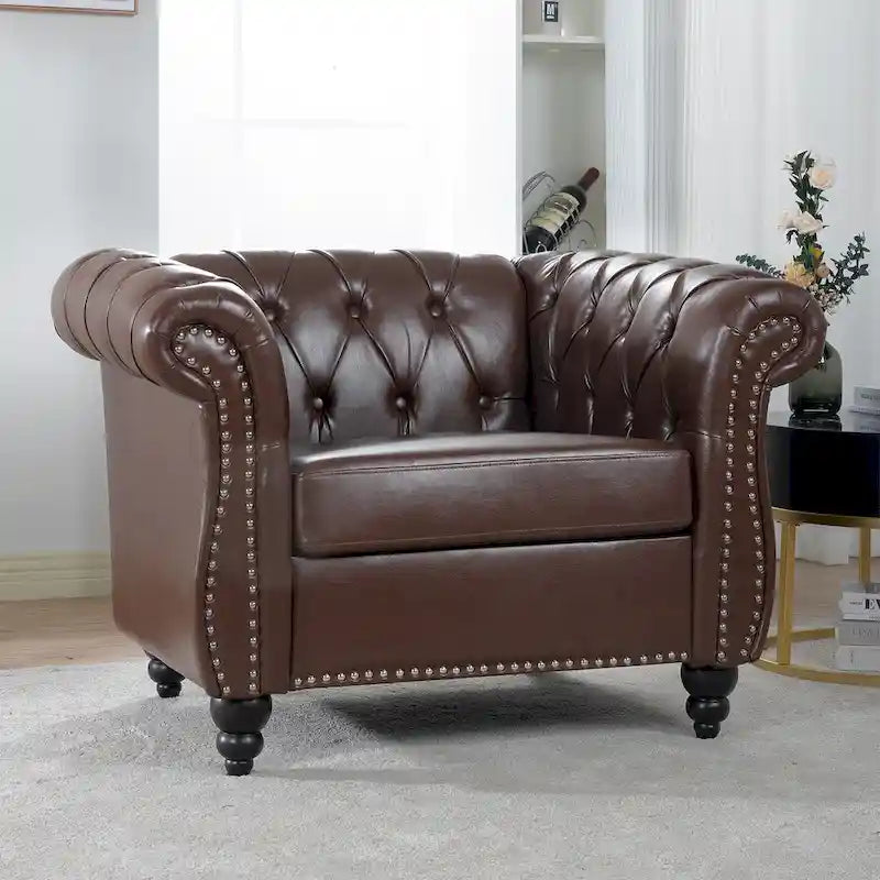 Christopher Knight Home - Winston Faux Leather Chesterfield Club Chair 23