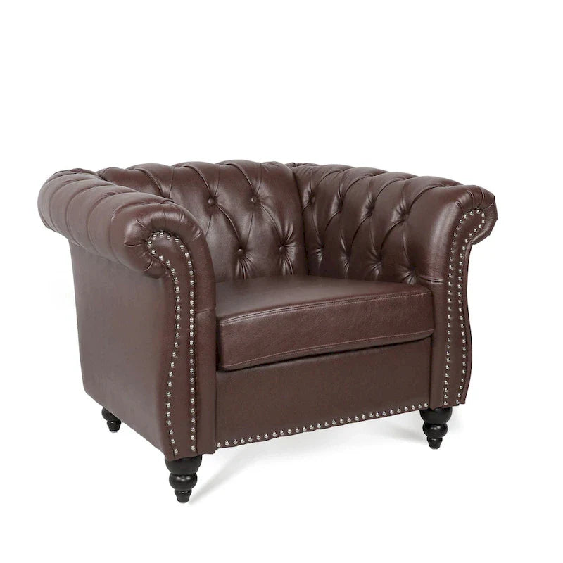 Christopher Knight Home - Winston Faux Leather Chesterfield Club Chair 25