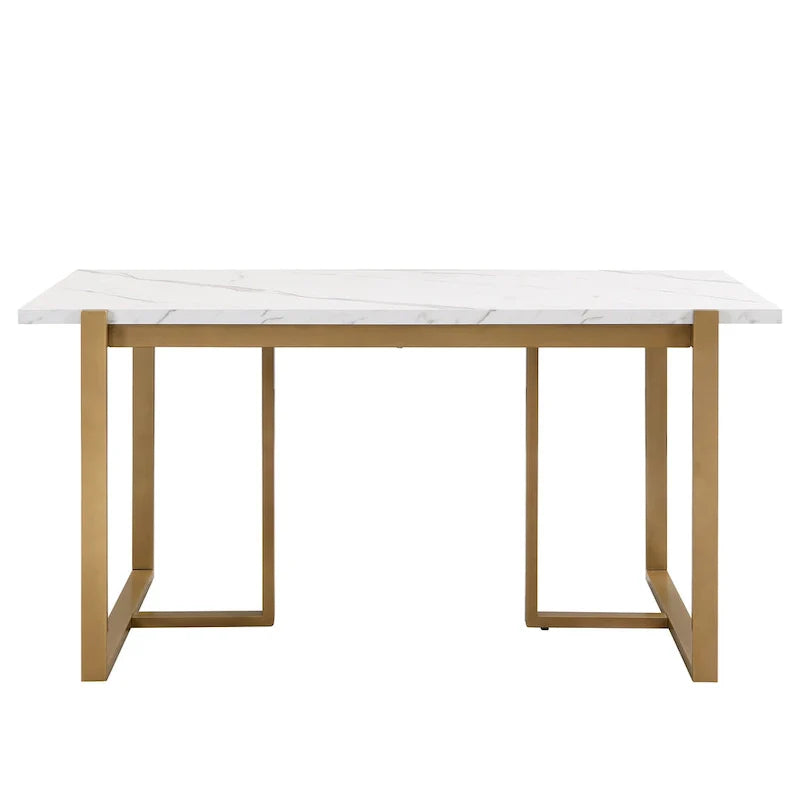 GDFStudio Carter Contemporary Rectangular Dining Set with Faux Marble Table and Six Upholstered Chairs 13