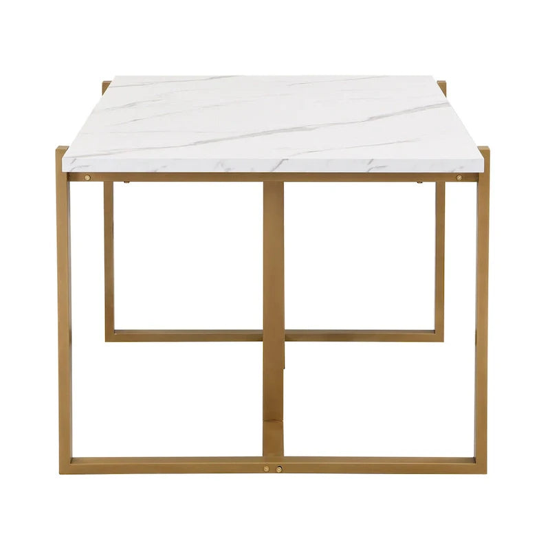 GDFStudio Carter Contemporary Rectangular Dining Set with Faux Marble Table and Six Upholstered Chairs 14
