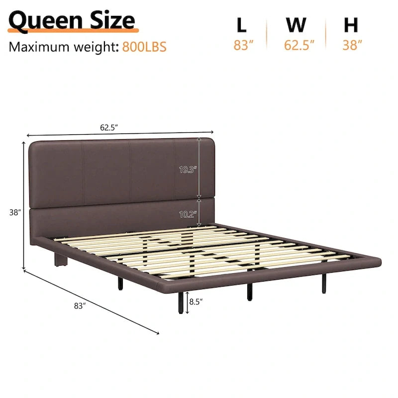 Christopher Knight Home Korli Contemporary Upholstered Leather Floating Bed Frame and Headboard Set with LED Lighting 17