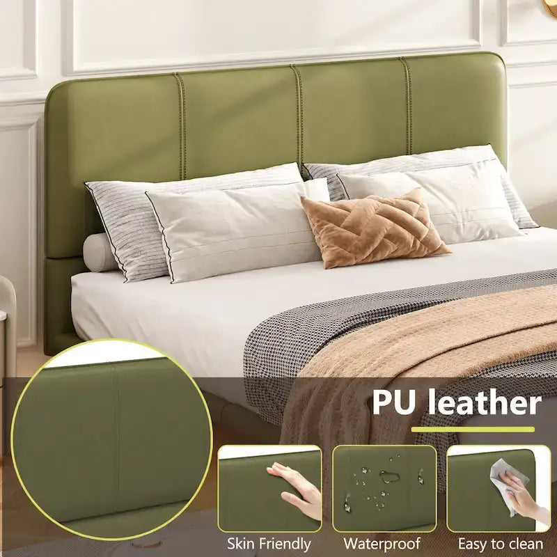 Christopher Knight Home Korli Contemporary Upholstered Leather Floating Bed Frame and Headboard Set with LED Lighting 18