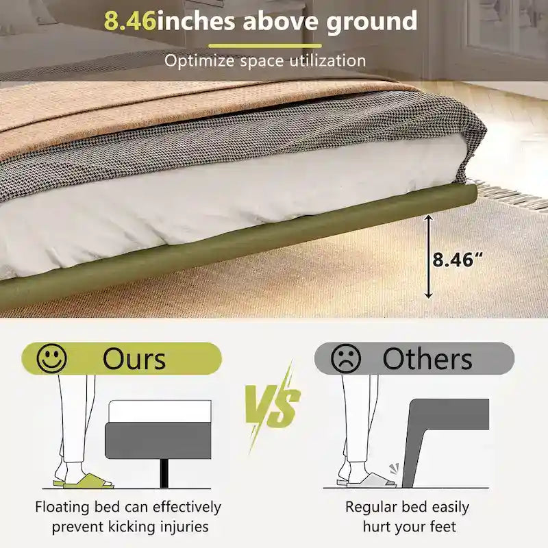 Christopher Knight Home Korli Contemporary Upholstered Leather Floating Bed Frame and Headboard Set with LED Lighting 21