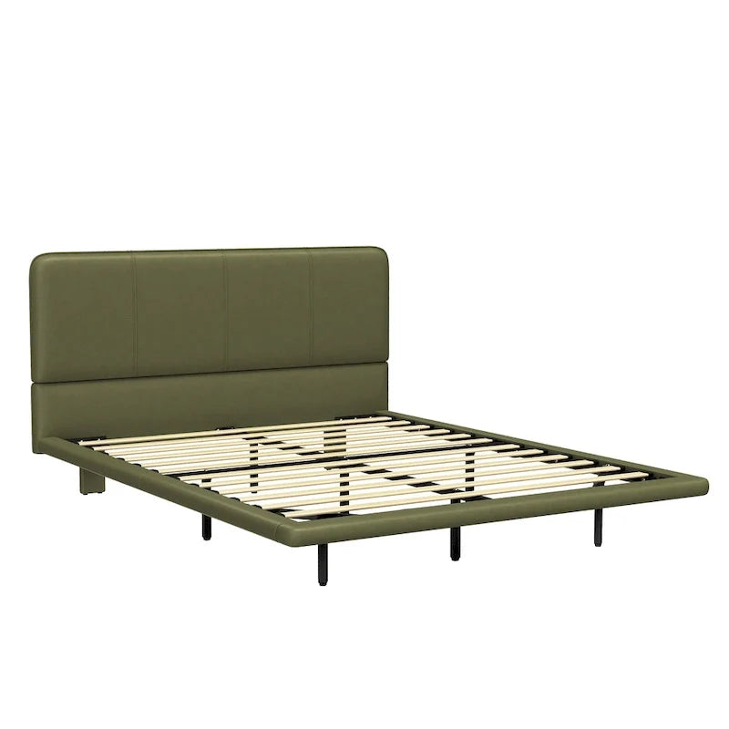 Christopher Knight Home Korli Contemporary Upholstered Leather Floating Bed Frame and Headboard Set with LED Lighting 24