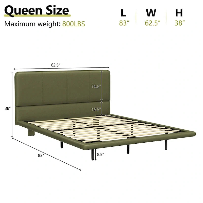 Christopher Knight Home Korli Contemporary Upholstered Leather Floating Bed Frame and Headboard Set with LED Lighting 30