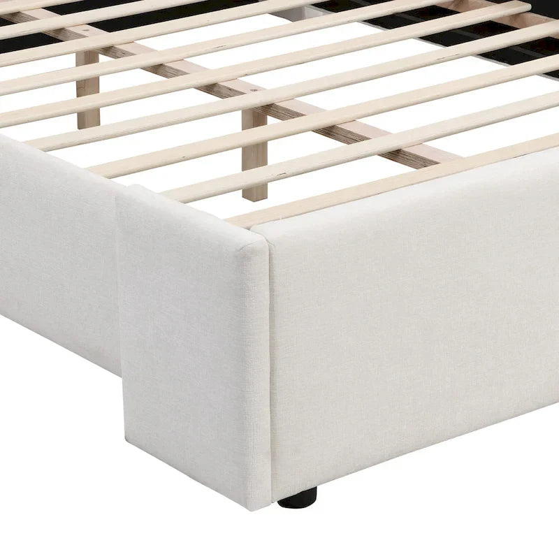 Upholstered Platform Bed with Wingback Headboard and Slat Support 4