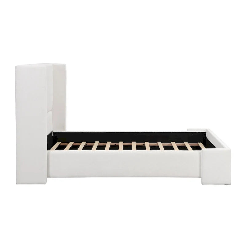 Isabella Queen White Upholstered Bed with Tall Wingback Headboard by Christopher Knight Home 7