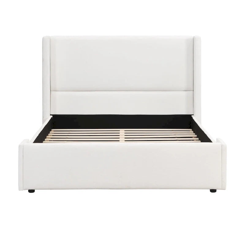 Isabella Queen White Upholstered Bed with Tall Wingback Headboard by Christopher Knight Home 9