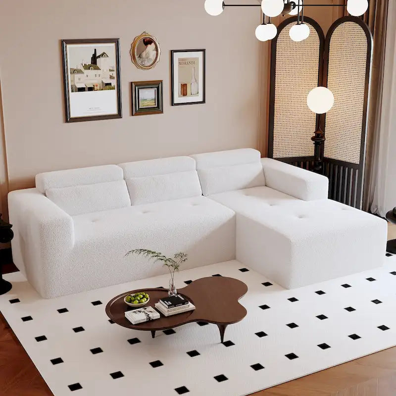 L Shaped Sectional Sofa with Upholstered Cushions and Modular Design 3