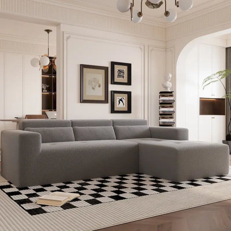 L Shaped Sectional Sofa with Upholstered Cushions and Modular Design 15