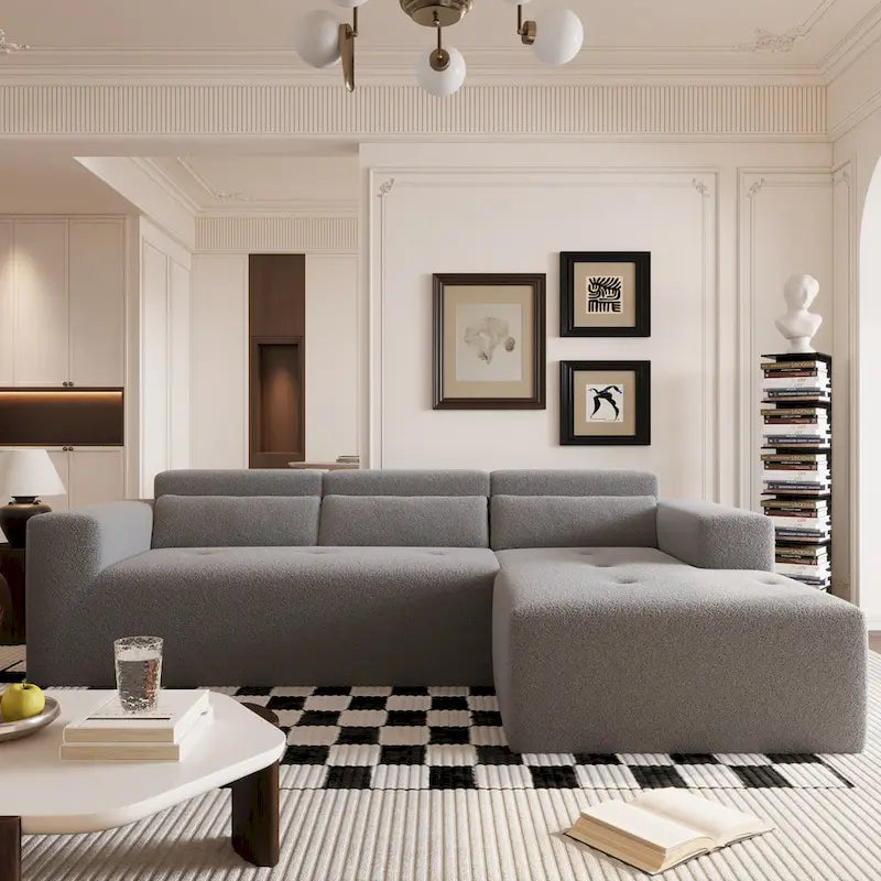 L Shaped Sectional Sofa with Upholstered Cushions and Modular Design 17