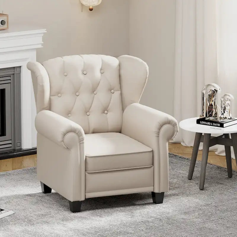 Contemporary Tufted Push-Back Recliner Armchair 35
