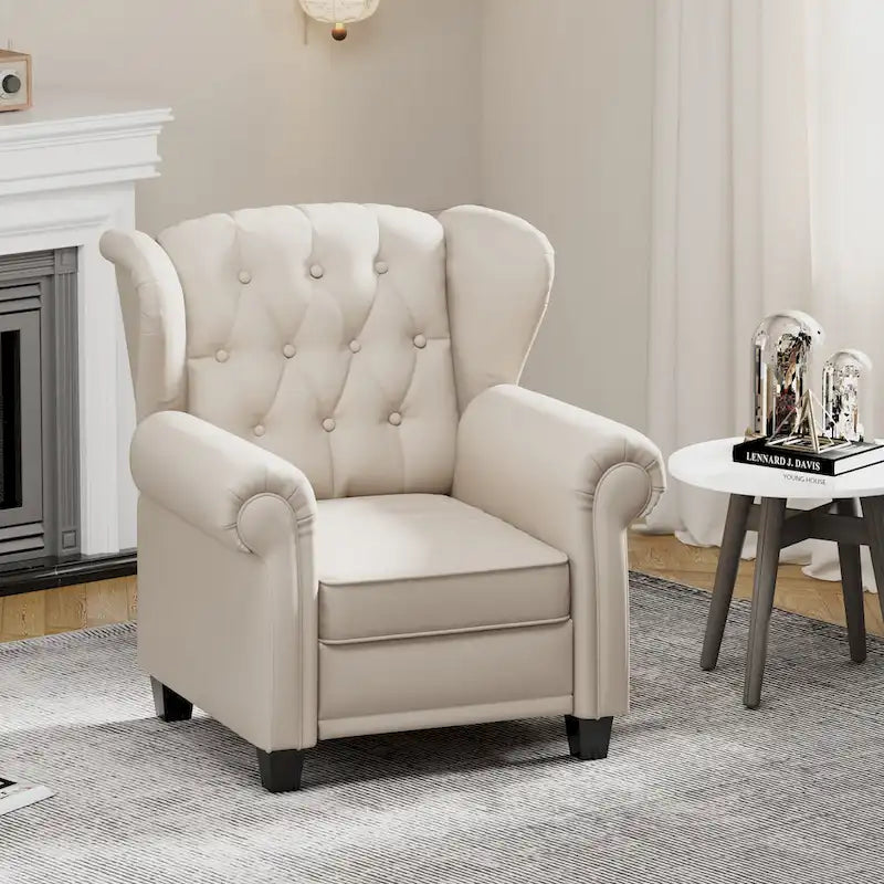 Contemporary Tufted Push-Back Recliner Armchair 4