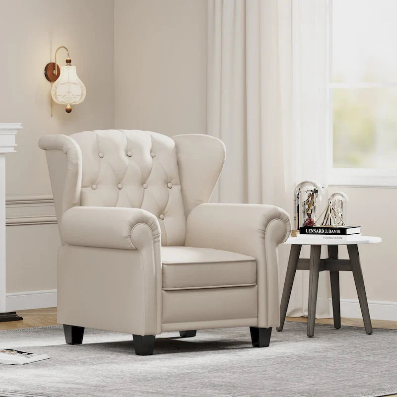 Contemporary Tufted Push-Back Recliner Armchair 5