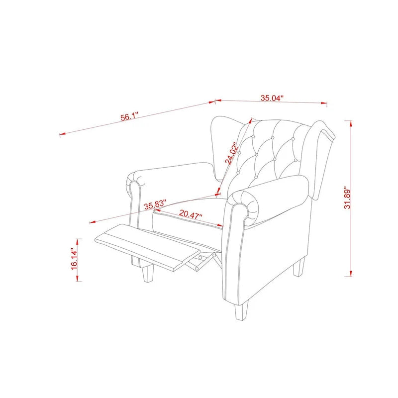 Contemporary Tufted Push-Back Recliner Armchair 10