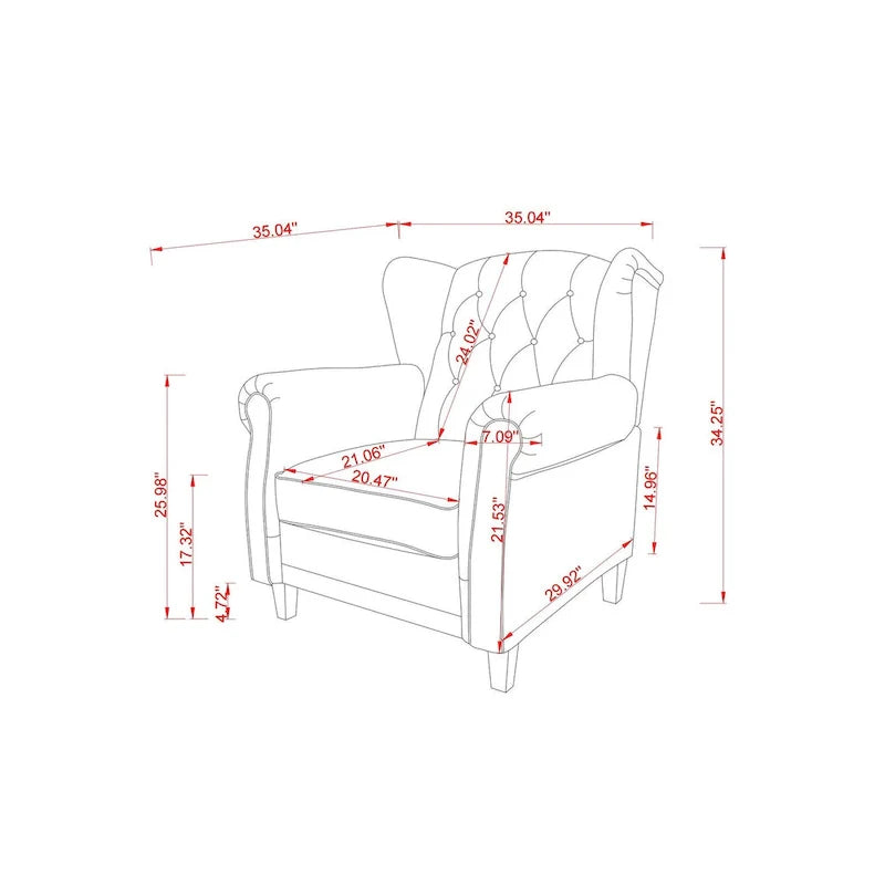 Contemporary Tufted Push-Back Recliner Armchair 11