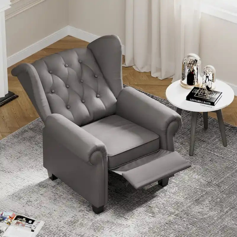 Contemporary Tufted Push-Back Recliner Armchair 30