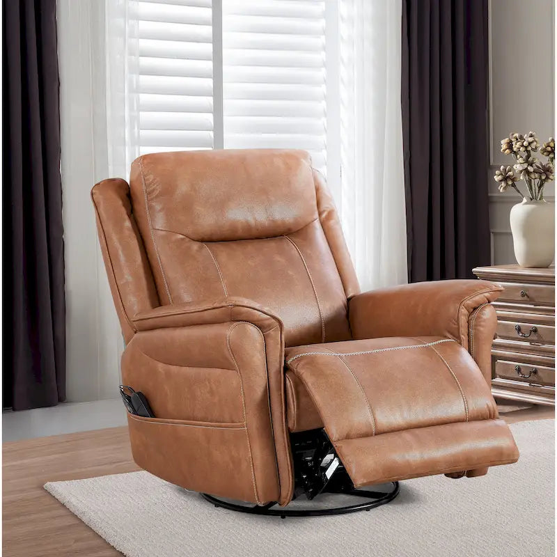 Christopher Knight Home Harrison Soft Power Swivel Rocker Recliner with Heating & Massage, Featuring Pillow Top Arms for Living Areas 19