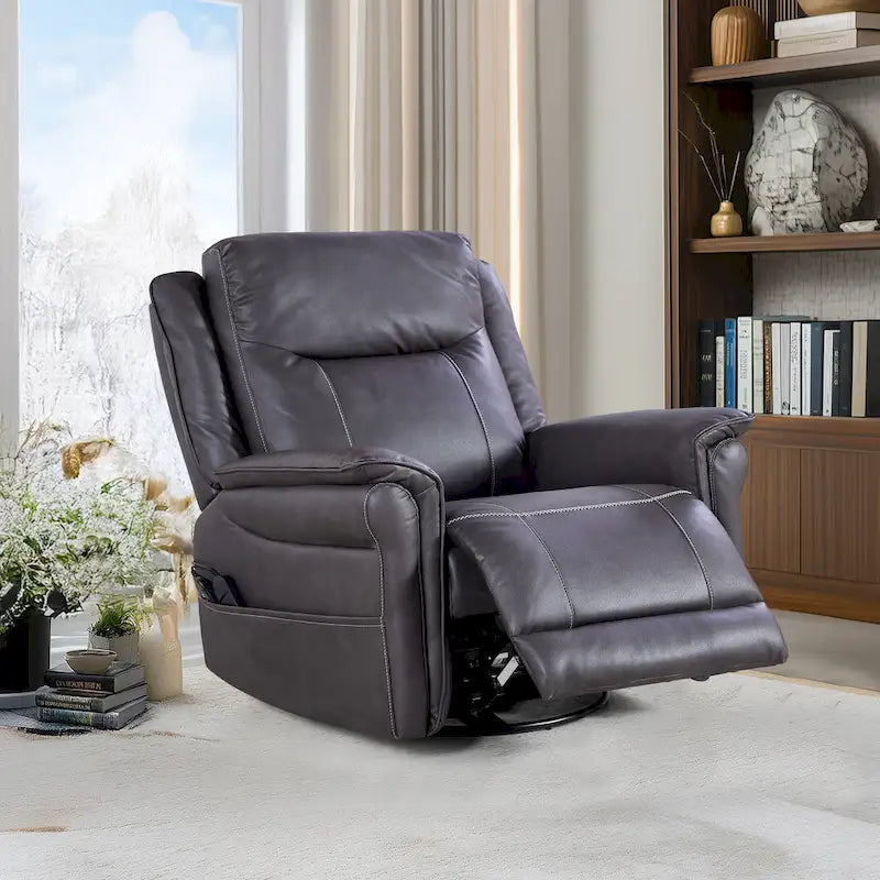 Christopher Knight Home Harrison Soft Power Swivel Rocker Recliner with Heating & Massage, Featuring Pillow Top Arms for Living Areas 2