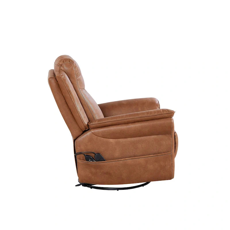 Christopher Knight Home Harrison Soft Power Swivel Rocker Recliner with Heating & Massage, Featuring Pillow Top Arms for Living Areas 15