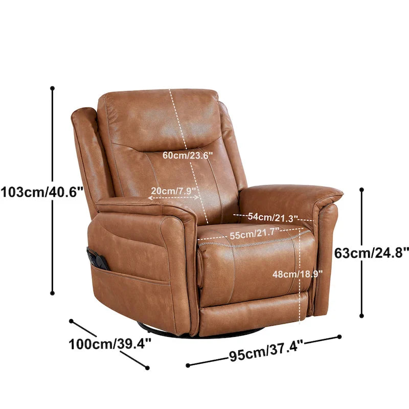 Christopher Knight Home Harrison Soft Power Swivel Rocker Recliner with Heating & Massage, Featuring Pillow Top Arms for Living Areas 18