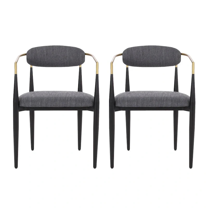 Biscay Set of 2 Fabric Upholstered Iron Dining Chairs by GDFStudio 2