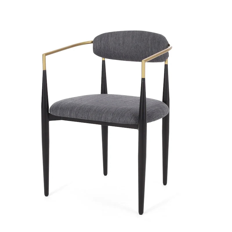 Biscay Set of 2 Fabric Upholstered Iron Dining Chairs by GDFStudio 3
