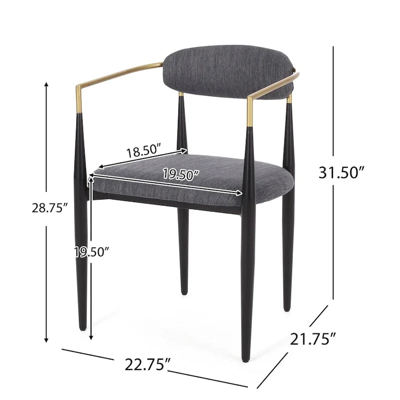 Biscay Set of 2 Fabric Upholstered Iron Dining Chairs by GDFStudio 4