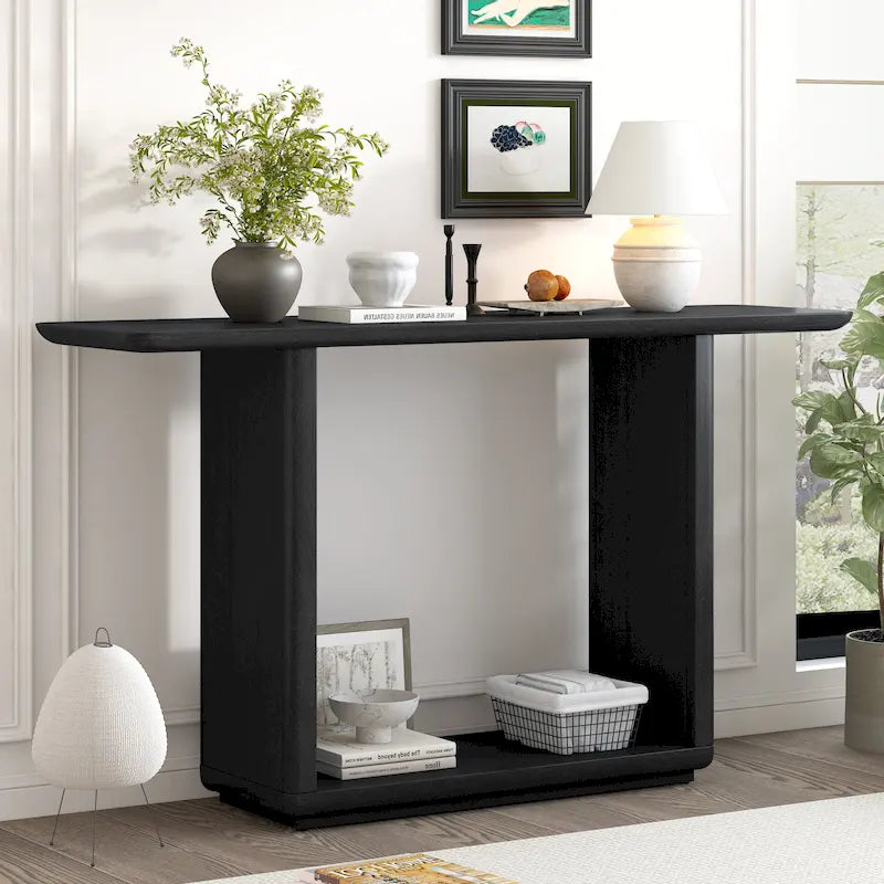 Christopher Knight Home - Mirod Stylish Minimalist Console Table with Curved Corners and U-Base 27