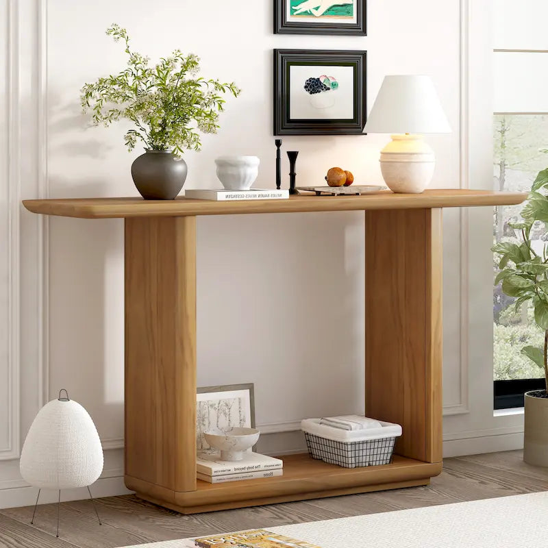 Christopher Knight Home - Mirod Stylish Minimalist Console Table with Curved Corners and U-Base 28