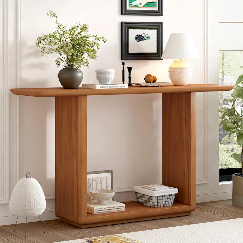 Christopher Knight Home - Mirod Stylish Minimalist Console Table with Curved Corners and U-Base 29