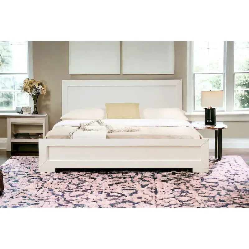 HomeRoots White Solid & Manufactured Wood Queen Bed Frame 1