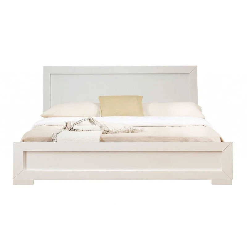 HomeRoots White Solid & Manufactured Wood Queen Bed Frame 2