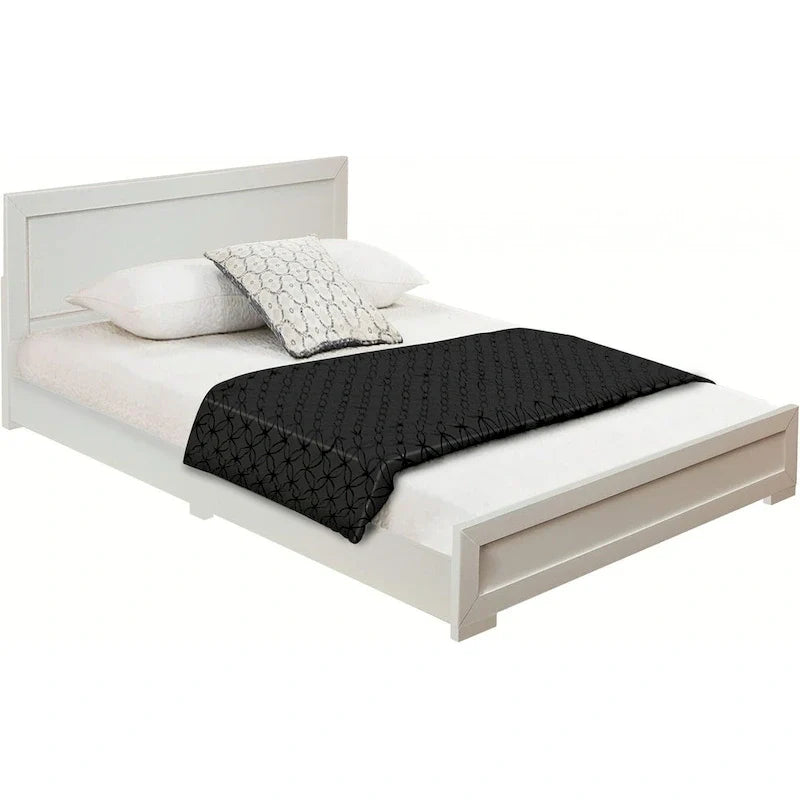 HomeRoots White Solid & Manufactured Wood Queen Bed Frame 3