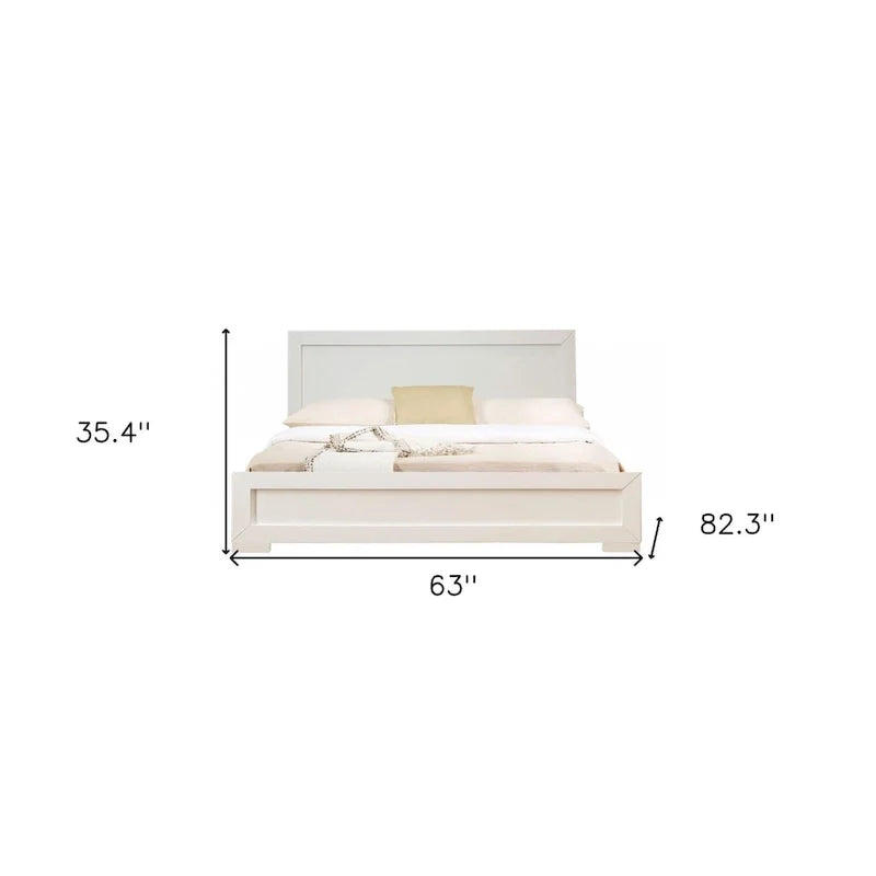 HomeRoots White Solid & Manufactured Wood Queen Bed Frame 4