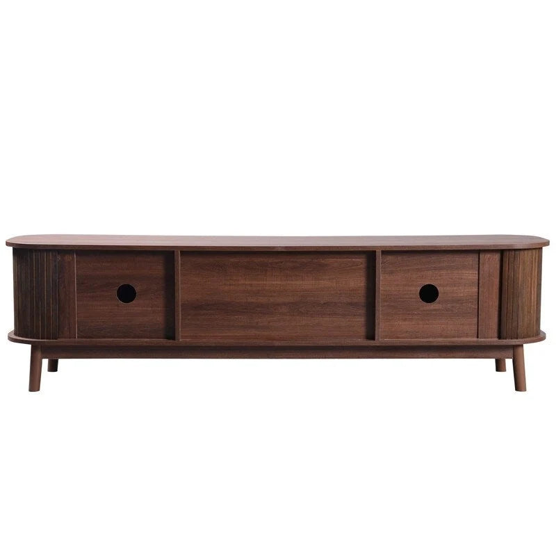 Rattan Media Console TV Stand for TVs Up to 75 Inches with Sturdy Solid Wood Legs 8