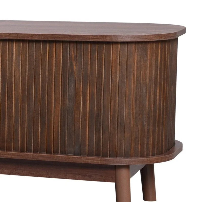 Rattan Media Console TV Stand for TVs Up to 75 Inches with Sturdy Solid Wood Legs 9