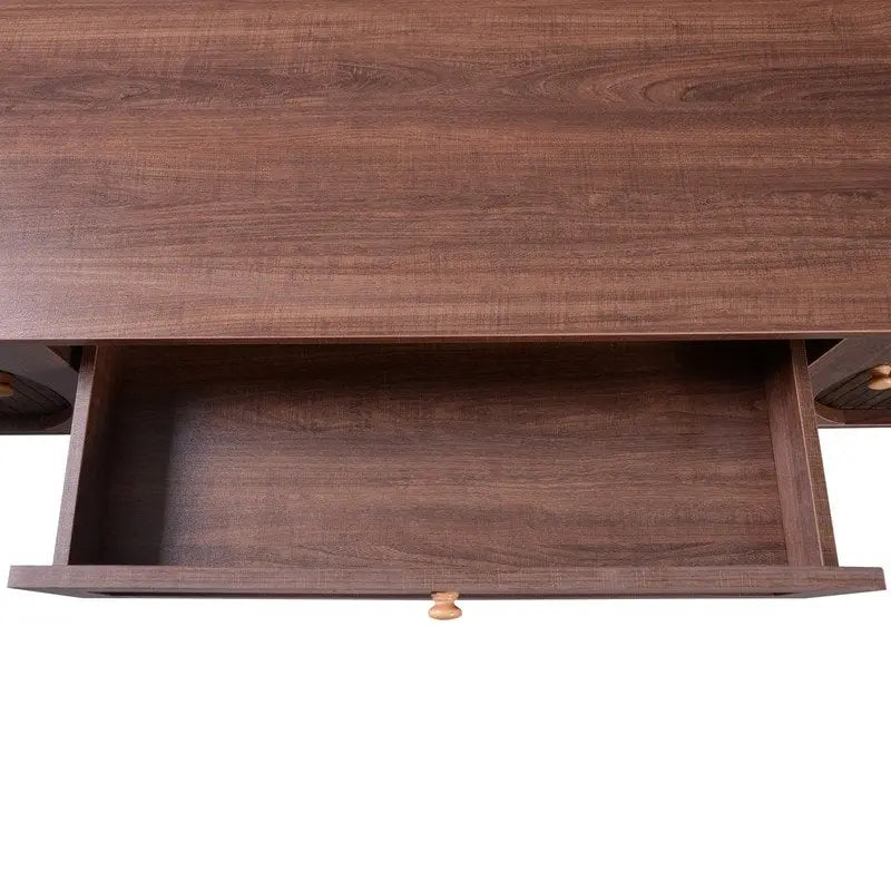 Rattan Media Console TV Stand for TVs Up to 75 Inches with Sturdy Solid Wood Legs 10