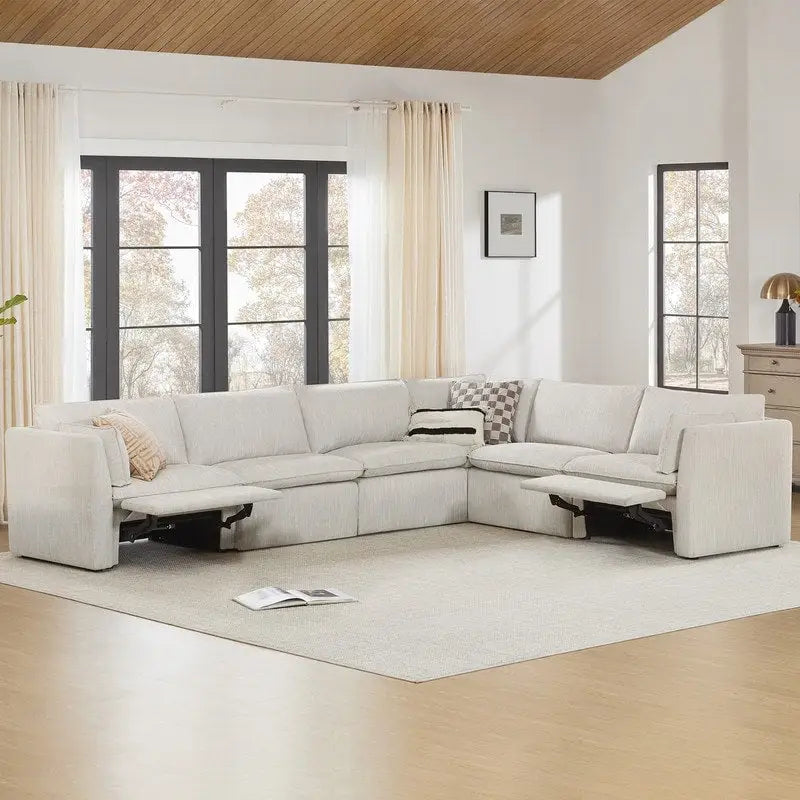 Cypress 141W L-Shaped Power Sectional Sofa with Electric Recliners 14