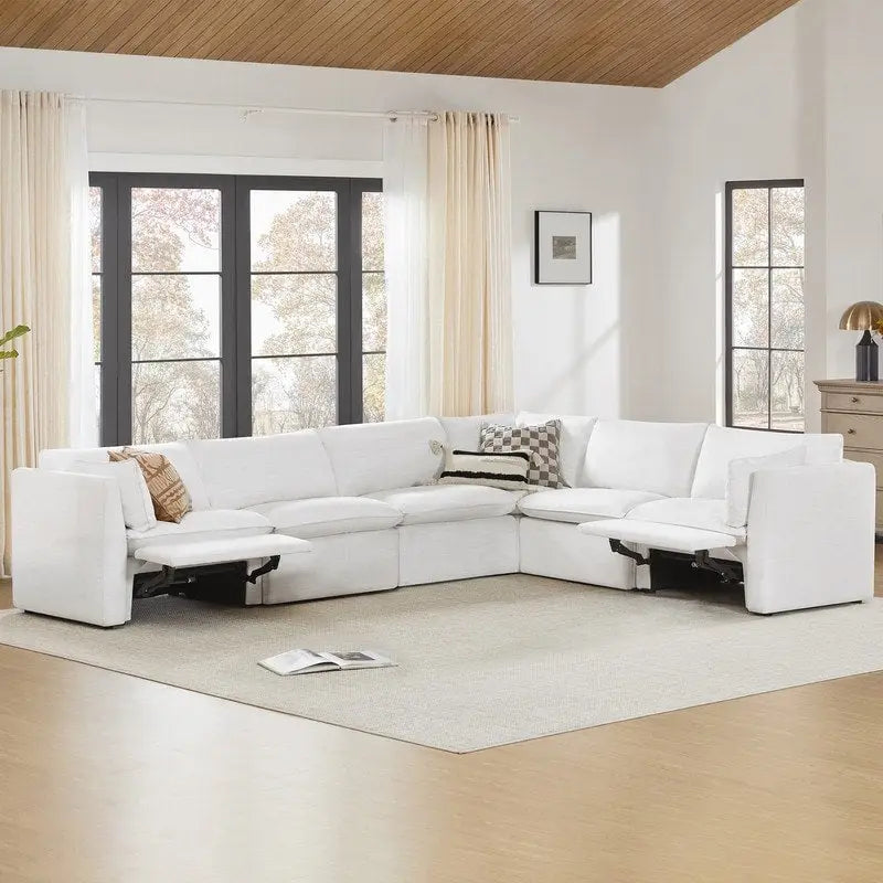 Cypress 141W L-Shaped Power Sectional Sofa with Electric Recliners 1