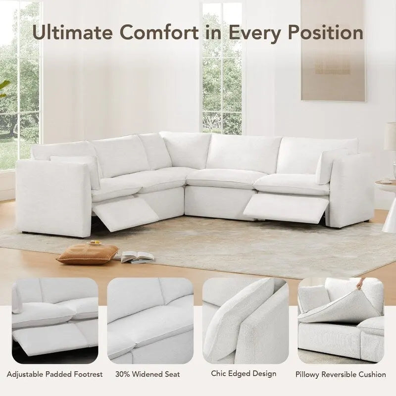 Cypress 141W L-Shaped Power Sectional Sofa with Electric Recliners 5