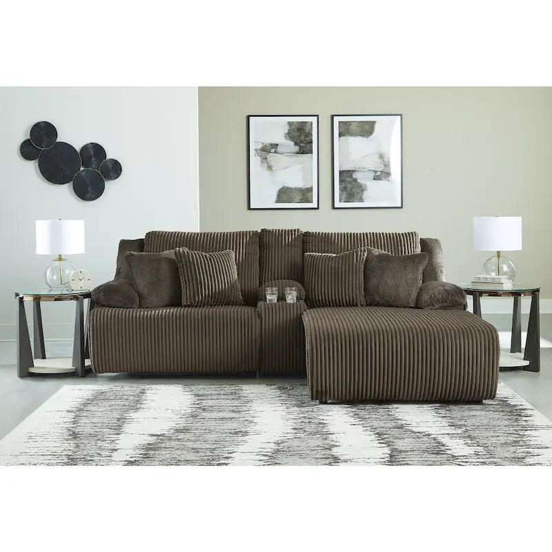Signature Design by Ashley Top Tier 3-Piece Reclining Sectional Sofa with Chaise - Dimensions: 105W x 74D x 41H 1
