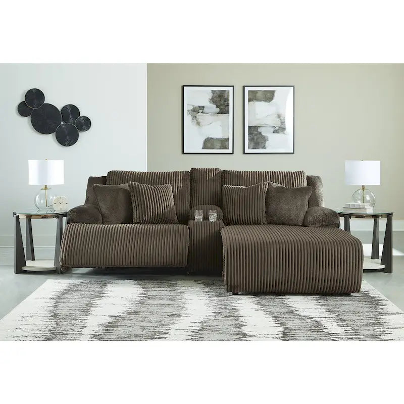 Signature Design by Ashley Top Tier 3-Piece Reclining Sectional Sofa with Chaise - Dimensions: 105W x 74D x 41H 3