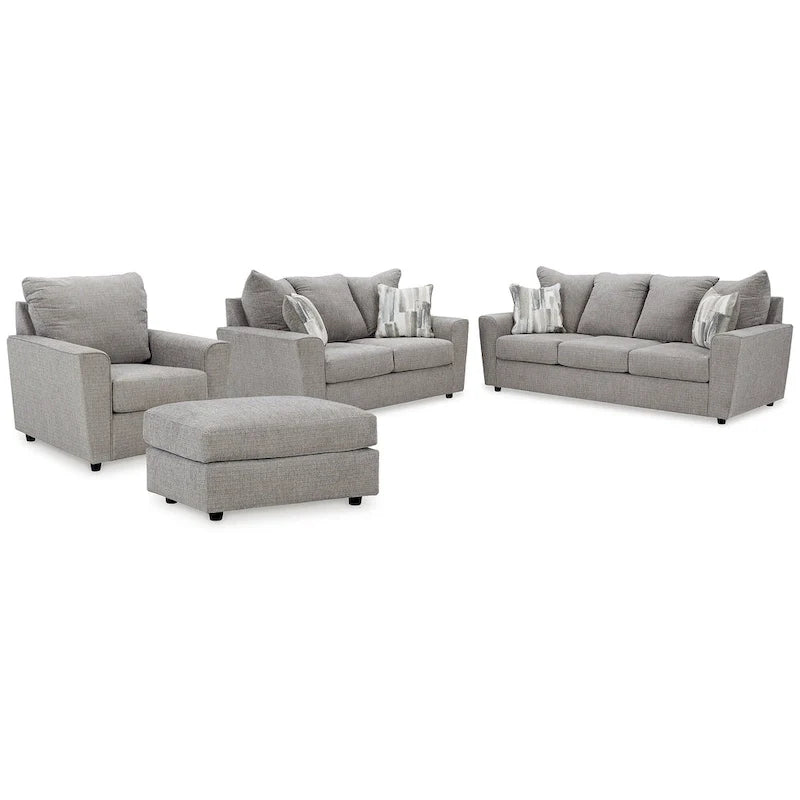 Signature Design by Ashley Stairatt Gray 4-Piece Upholstered Set - Dimensions: 86W x 38D x 39H 2