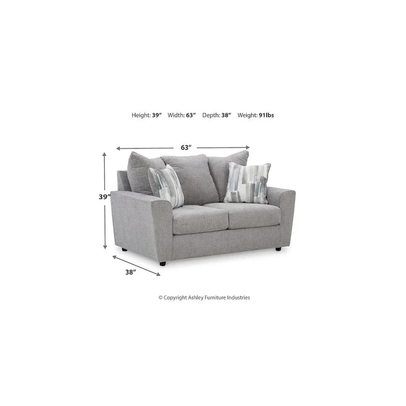 Signature Design by Ashley Stairatt Gray 4-Piece Upholstered Set - Dimensions: 86W x 38D x 39H 8