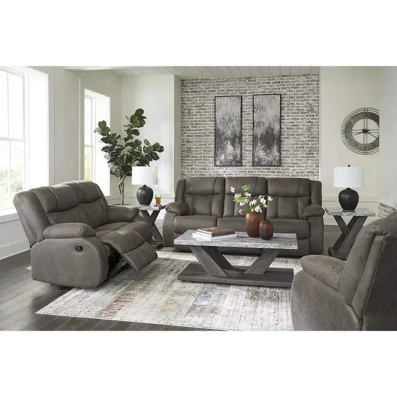 Signature Design by Ashley First Base Gray 3-Piece Upholstery Set - Dimensions: 86W x 40D x 41H 1