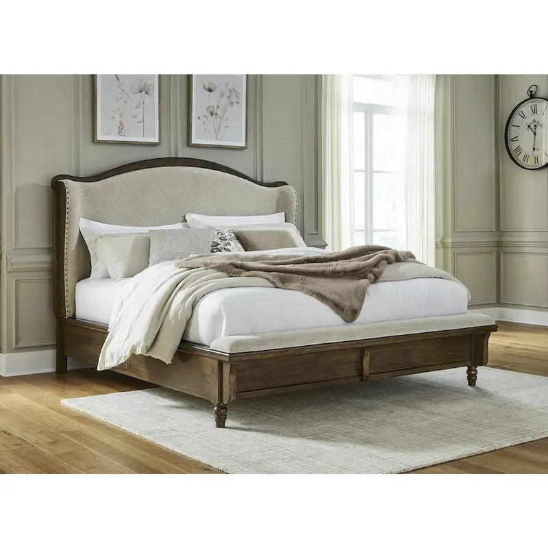 Signature Design by Ashley Sturlayne Brown and Beige Upholstered Bed Frame 1