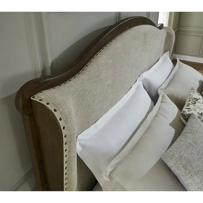 Signature Design by Ashley Sturlayne Brown and Beige Upholstered Bed Frame 5